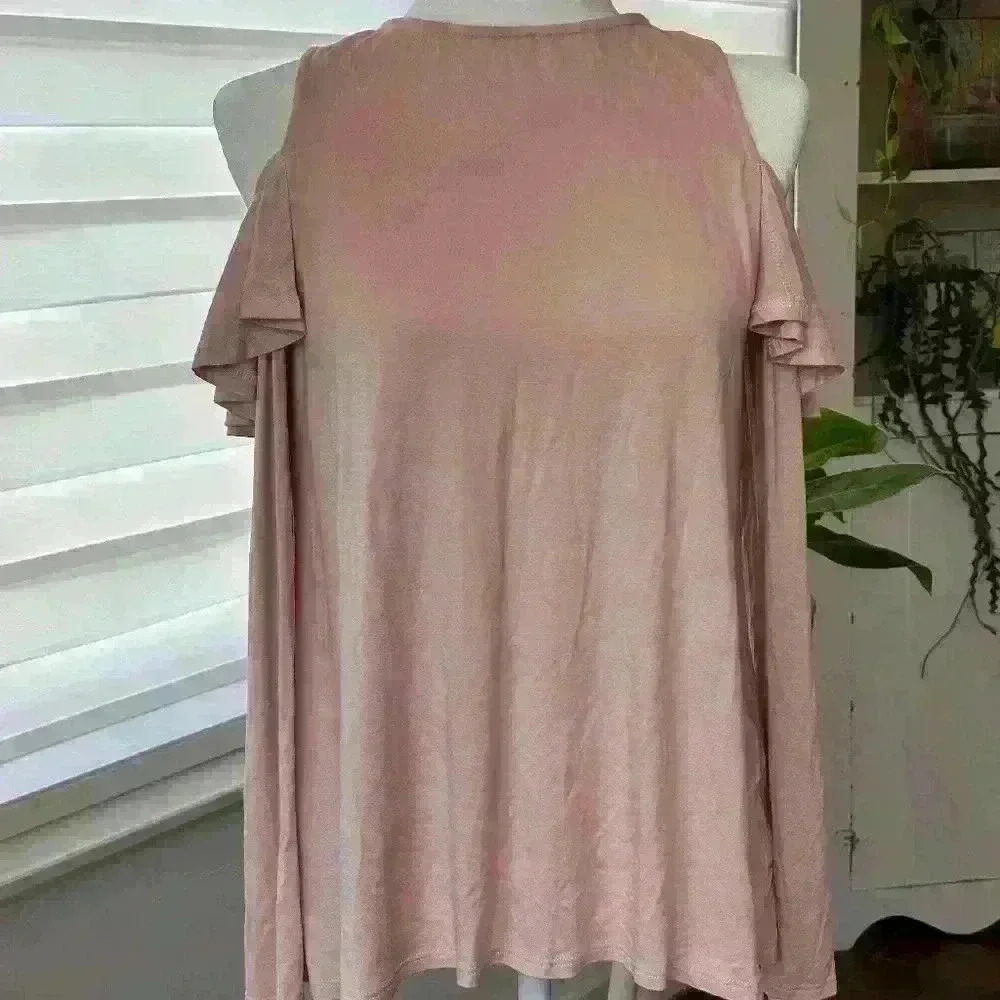 Rachel Pally Cascade Cold Shoulder Top - Size Medium- Color Pink